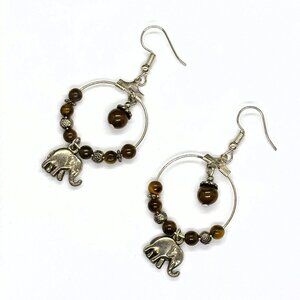 Yellow Tiger Eye Gemstone Boho Earrings